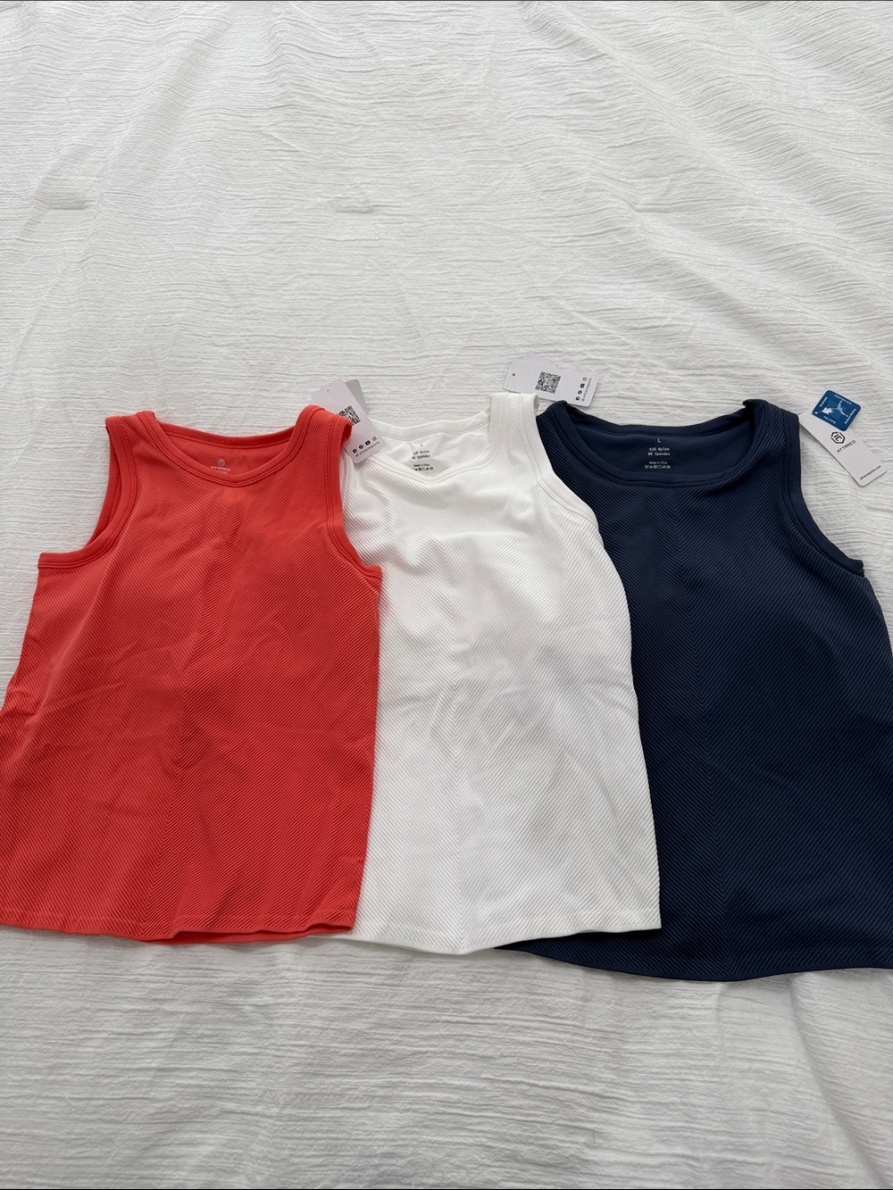Women’s Ribbed Tank Top 3-Pack - Red, White & Navy